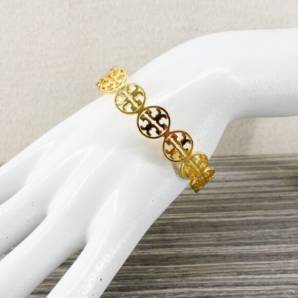 Tory Burch Miller Logo Cuff Bracelet Gold OS - Picture 7 of 12